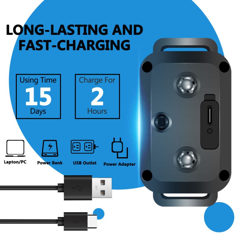 PuPoPan Smart Anti-gø Hundehalsbånd Vandtæt og Genopladelig til Effektiv Hundetræning og Human Gø-kontrol