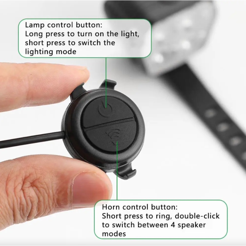 2-i-1 Cykel Baghovedlygte & Horn - Genopladelig USB MTB Nær/Fjernlys LED til Sikker Cykling