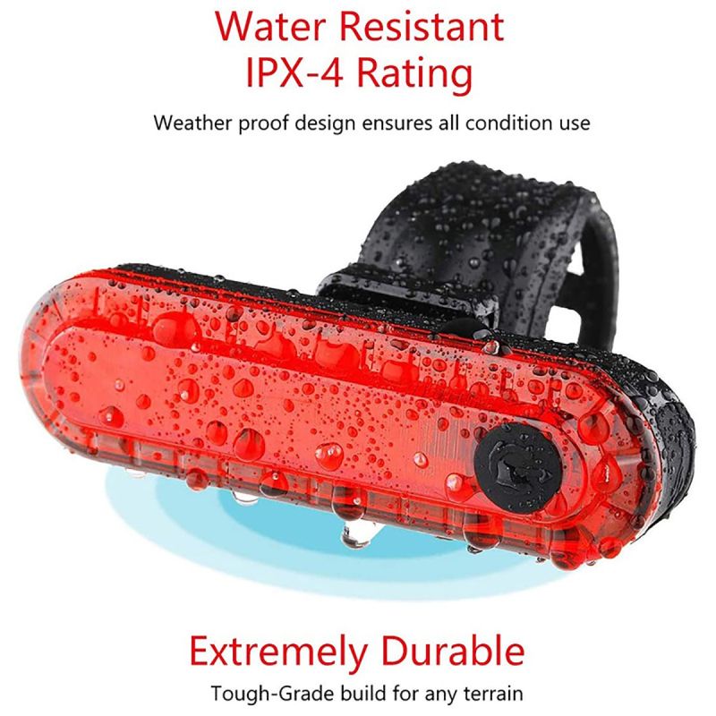 Cykelbaglygte USB Genopladelig med Ultrabright Røde LED Lys IPX4 Vejrbestandig Perfekt til Bycykling