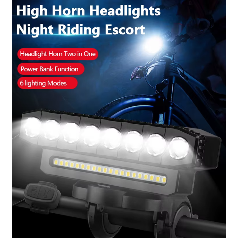 USB genopladeligt cykelforlygte med 120dB cykelhorn robust vandtæt design perfekt til urban pendlercykling