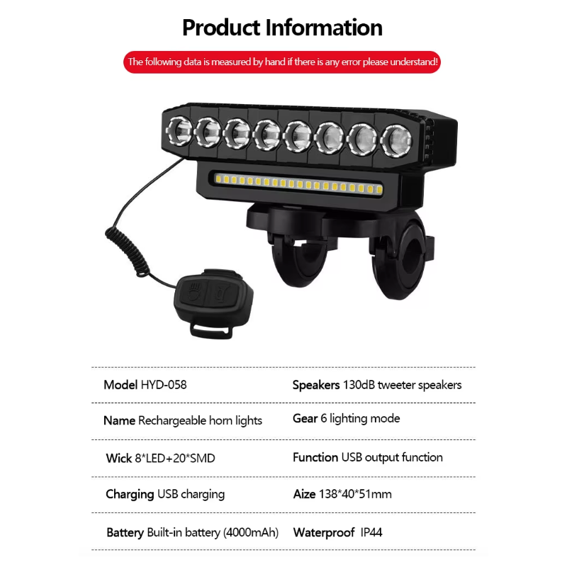 USB genopladeligt cykelforlygte med 120dB cykelhorn robust vandtæt design perfekt til urban pendlercykling