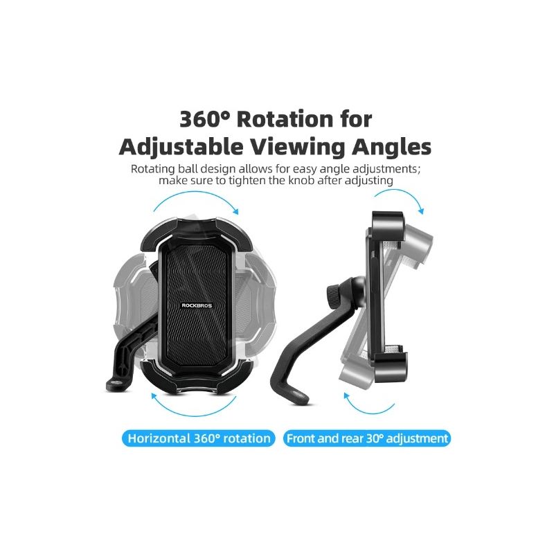ROCKBROS Cykeltelefonholder til 4,7-6,8 tommer smartphone stødabsorberende 360° roter cykling eventyr