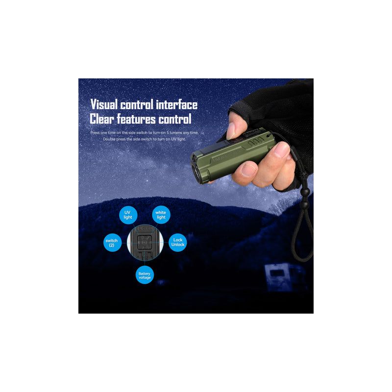 IMALENT BL50 3600 Lumens Type-C Genopladelig LED Lommelygte til Udendørseventyr Kompakt Design og OLED Display