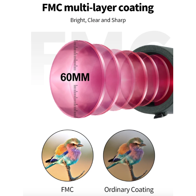 25-75x60 ED Spottingskop | Monokulært Bak4 Prisme Teleskop til Fuglekiggeri & Natur | Vandtæt & Fotosynkronisering