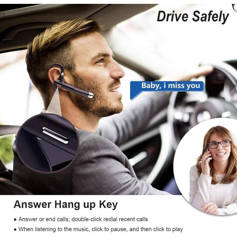 YYK-520 Trådløst Erhvervsheadset, Bluetooth 5.1 Støjreducerende Håndfri Headset m. Mikrofon til Opkald & Sport