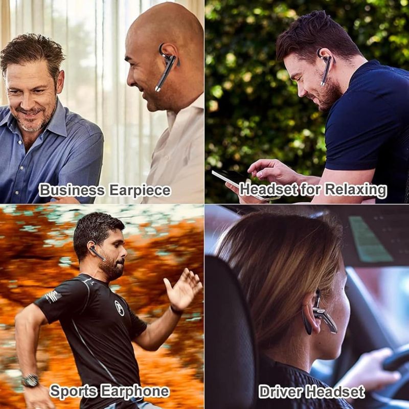 YYK-520 Trådløst Erhvervsheadset, Bluetooth 5.1 Støjreducerende Håndfri Headset m. Mikrofon til Opkald & Sport