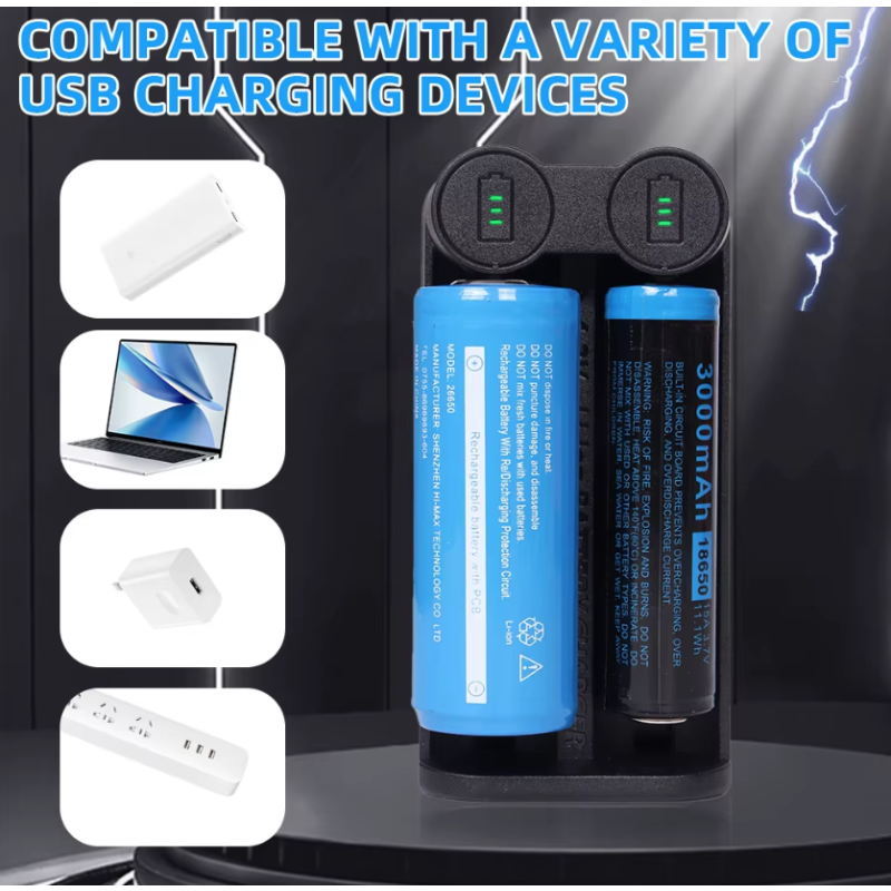 21700 batterioplader til 18650 CR123A med intelligent MCU teknologi og uafhængige slots for sikker opladning