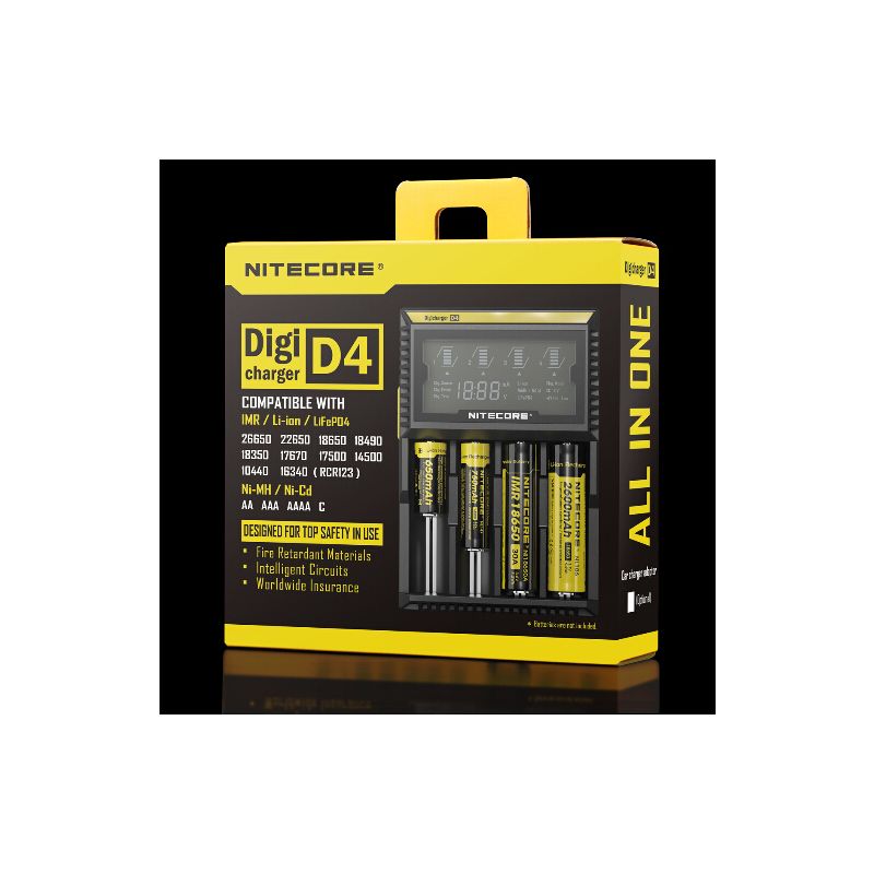 NITECORE D4 DELICHARGER LCD DISPLAY batteri oplader intelligent opladning Li-ion 18650 14500 26650 kompatibel