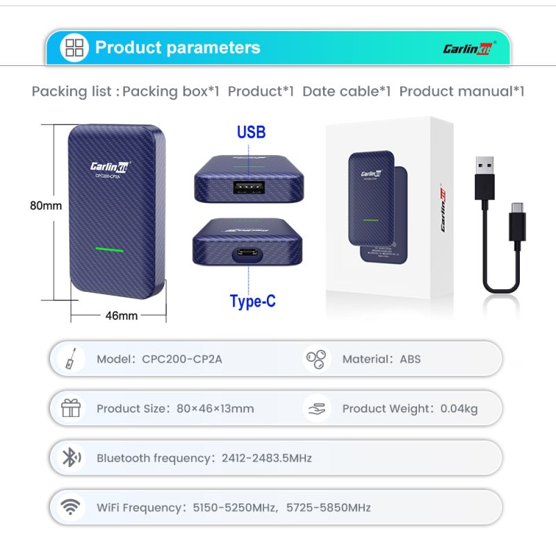 Opgradér Audi VW Kia med CarlinKit 4.0 Trådløs CarPlay Box Plug and Play Kompakt Biladapter for Bedre Køreoplevelse