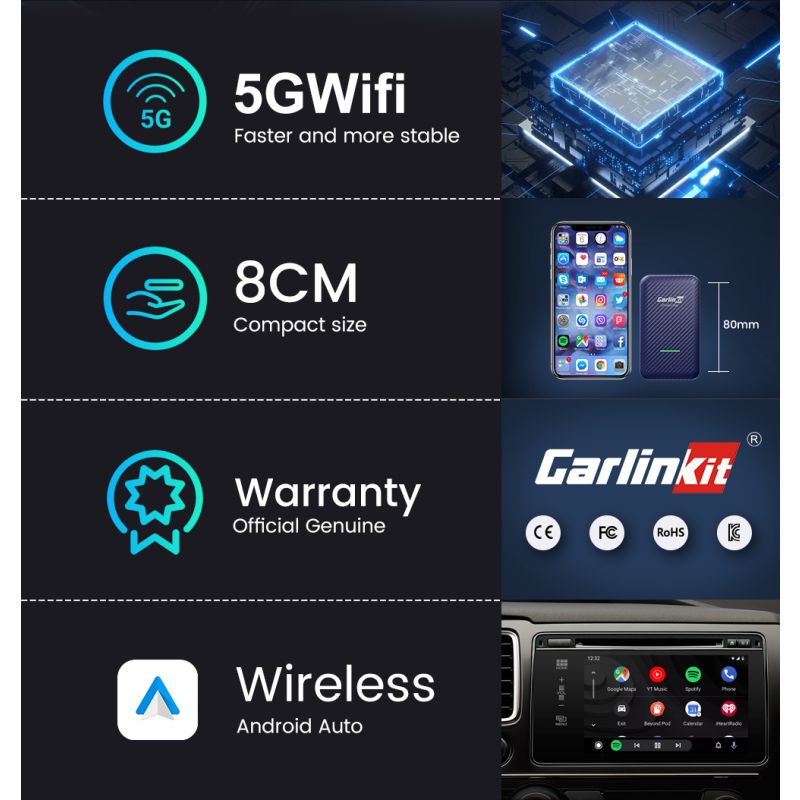 Opgradér Audi VW Kia med CarlinKit 4.0 Trådløs CarPlay Box Plug and Play Kompakt Biladapter for Bedre Køreoplevelse