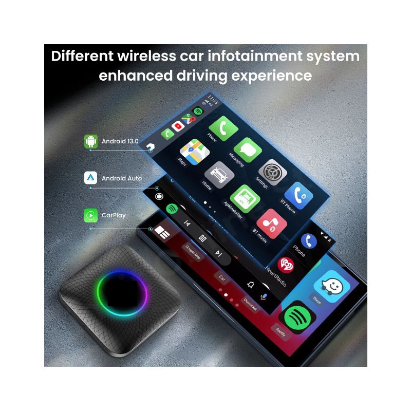 CarlinKit Smart TV Box med Android 13 In-Car Entertainment Trådløs CarPlay Ai Box med 8-Kerne Processor Netflix