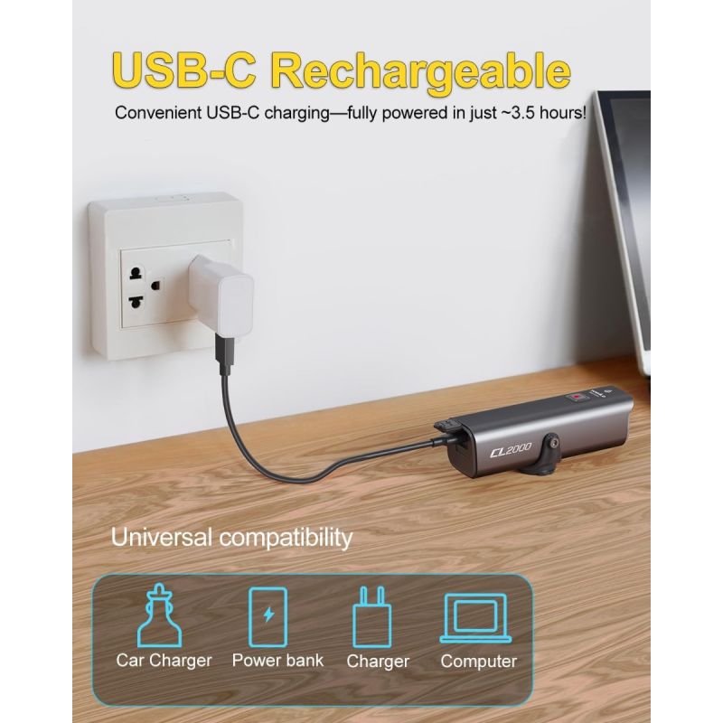 TOWILD CL2000: 2000 Lumen Super Kraftig Cykellygte | Vandtæt & Blændfri til Natkørsel