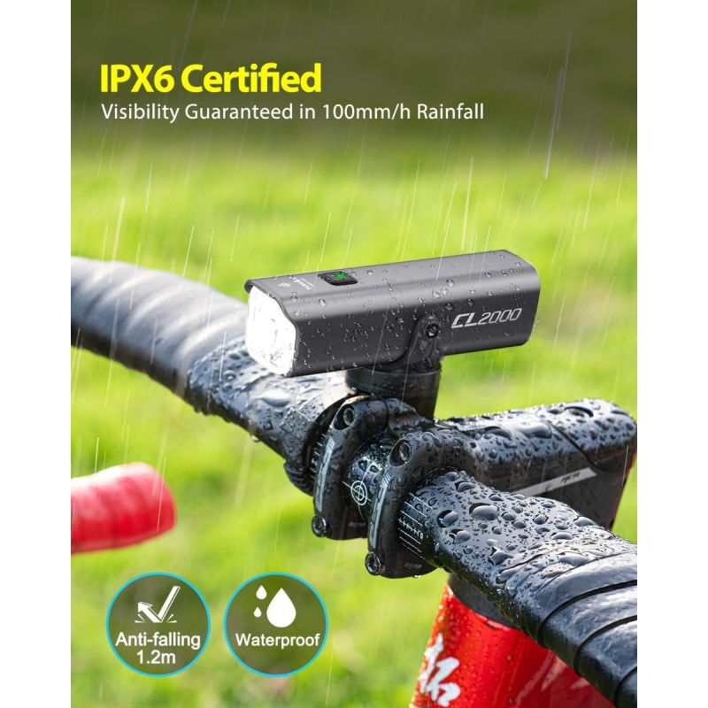 TOWILD CL2000: 2000 Lumen Super Kraftig Cykellygte | Vandtæt & Blændfri til Natkørsel