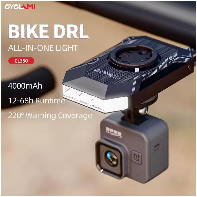 CYCLAMI CL350 Cykellygte: 4000mAh, Type-C Opladning, Frontlys & Powerbank til Sikker Cykling