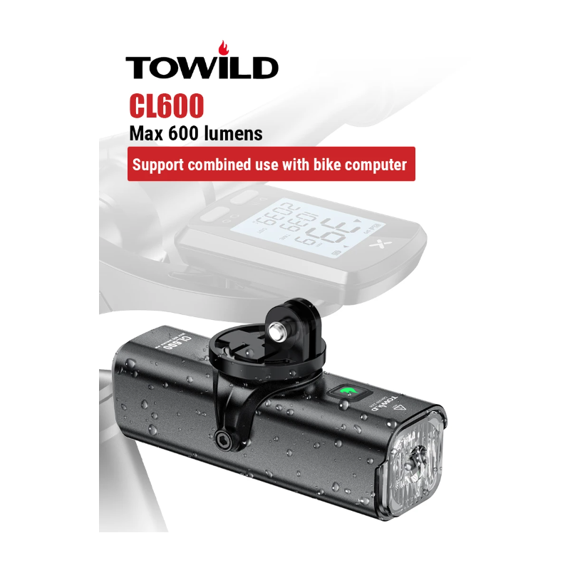 TOWILD CL600 LED Cykellygte Forlygte USB Genopladelig 2000mAh Vandtæt Cykelsikkerhed til Bycykling og Skovstier