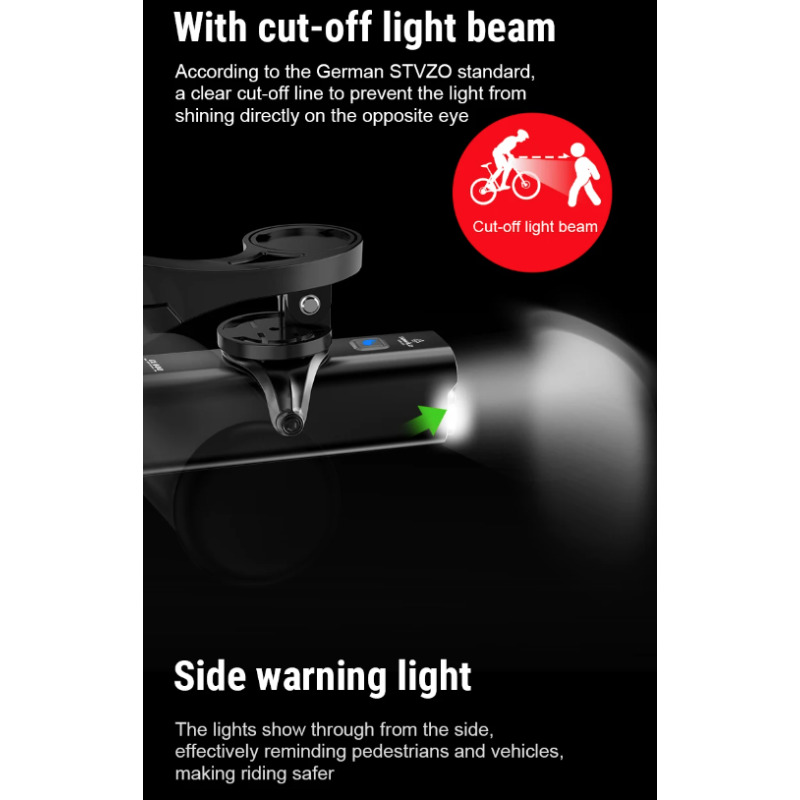 TOWILD CL600 LED Cykellygte Forlygte USB Genopladelig 2000mAh Vandtæt Cykelsikkerhed til Bycykling og Skovstier