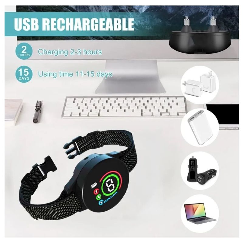 Smart Automatisk Anti Gøende Hundehalsbånd med Genopladelig Bark Stop Effektiv Gøen Styring og Avanceret Genkendelse