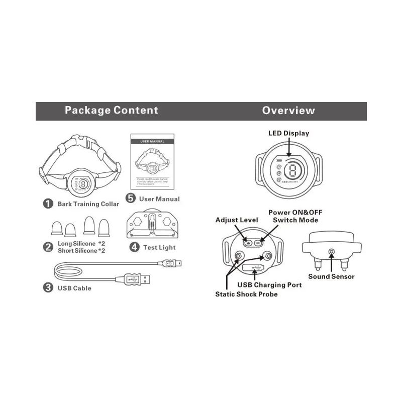 Smart Automatisk Anti Gøende Hundehalsbånd med Genopladelig Bark Stop Effektiv Gøen Styring og Avanceret Genkendelse