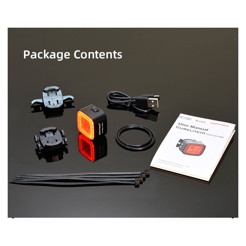 Enfitnix Cubelite III Smart baglygte med USB-opladning 30 lumen LED og IPX6 cykelsikkerhed cykeltilbehør
