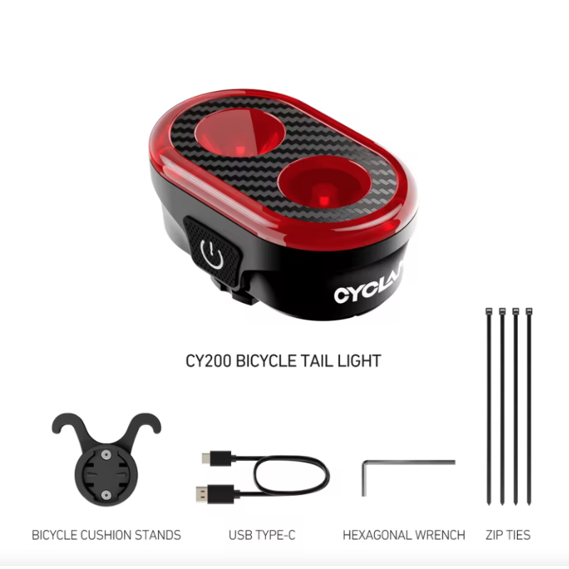 CYCLAMI CY200 LED Cykel Baglygte Smart Bremsesensor Vandtæt Cykelsikkerhed For forbedret Sikker Cykling