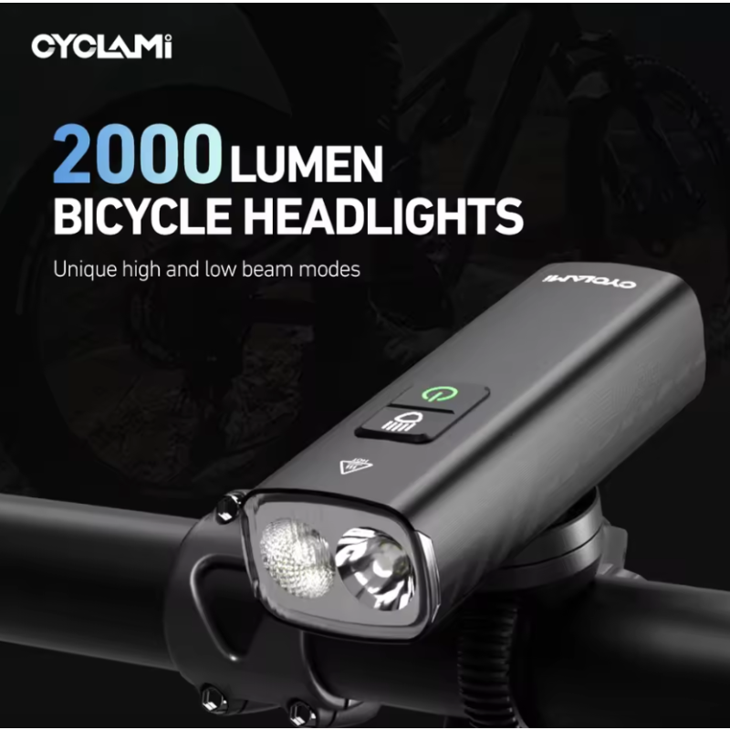CYCLAMI BR2000 Cykellygte: Lys vejen op med 2000 lumen! Type-C Forlygte til MTB/Landevejscykling.