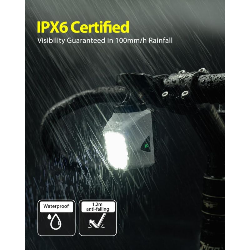 TOWILD DLite 1700 USB genopladelig cykellygte: Kraftig forlygte, 1700 lumen & vandtæt for sikker cykling.