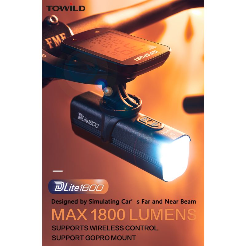 Oplev cykeltilbehør i topklasse med TOWILD DLite 1800 USB genopladelig cykelforlygte LED og cykelsikkerhed