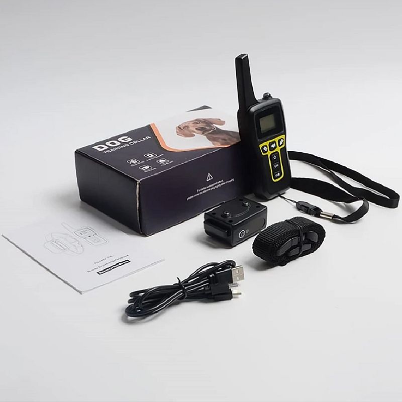 Effektiv 1000m elektrisk hundetræningshalsbånd med fjernbetjening og genopladelig funktion for sikker træning
