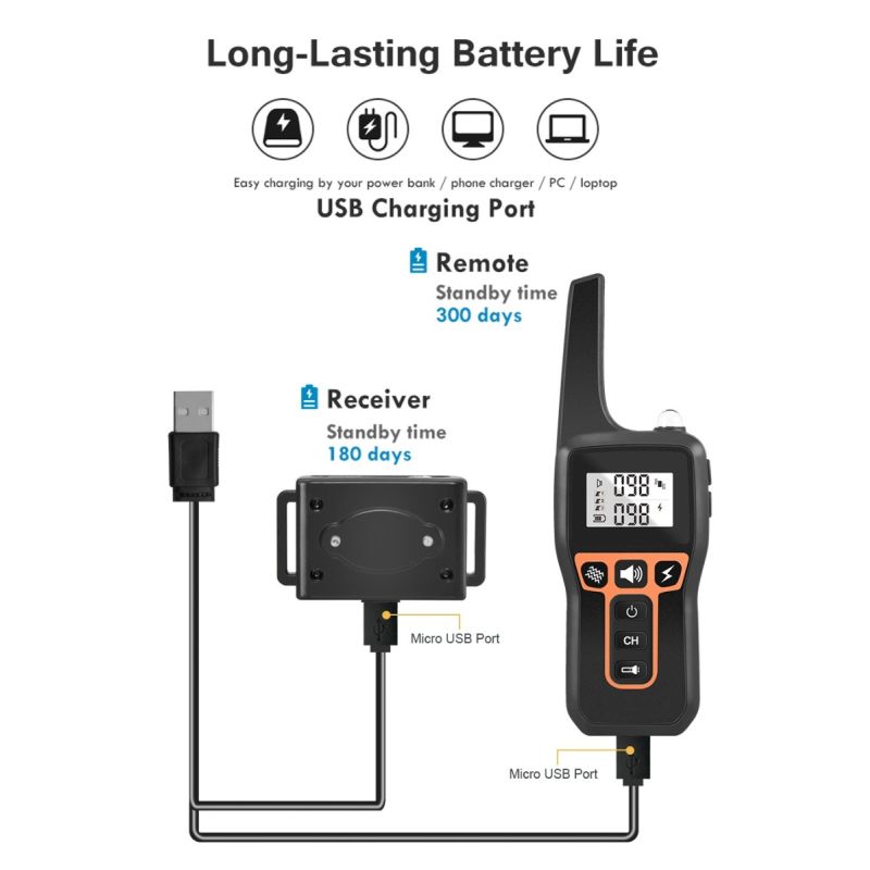 Effektiv 1000m elektrisk hundetræningshalsbånd med fjernbetjening og genopladelig funktion for sikker træning
