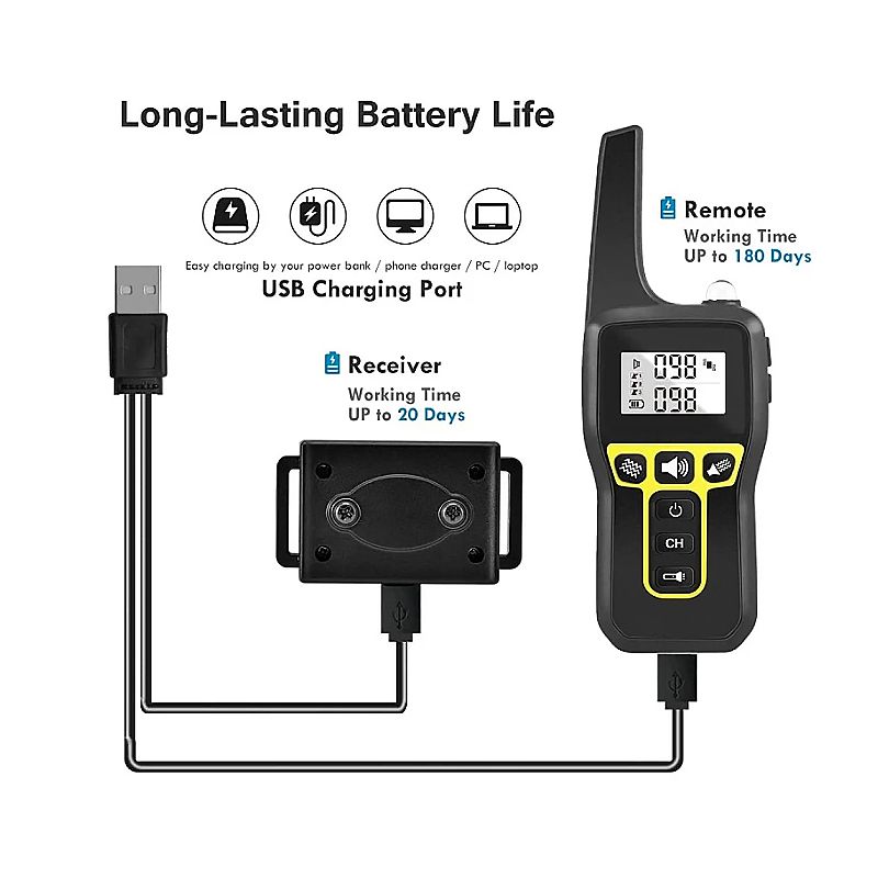 Effektiv 1000m elektrisk hundetræningshalsbånd med fjernbetjening og genopladelig funktion for sikker træning