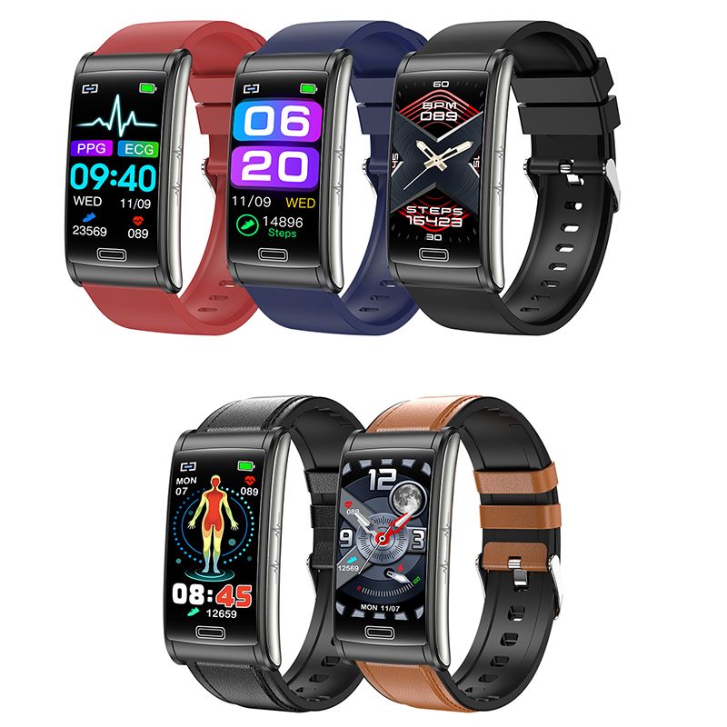 E600 EKG Smart Watch Mænd Ikke-invasiv Blodglukose Puls Blodtryksmåler Sportstrin Smartwatch Kvinder