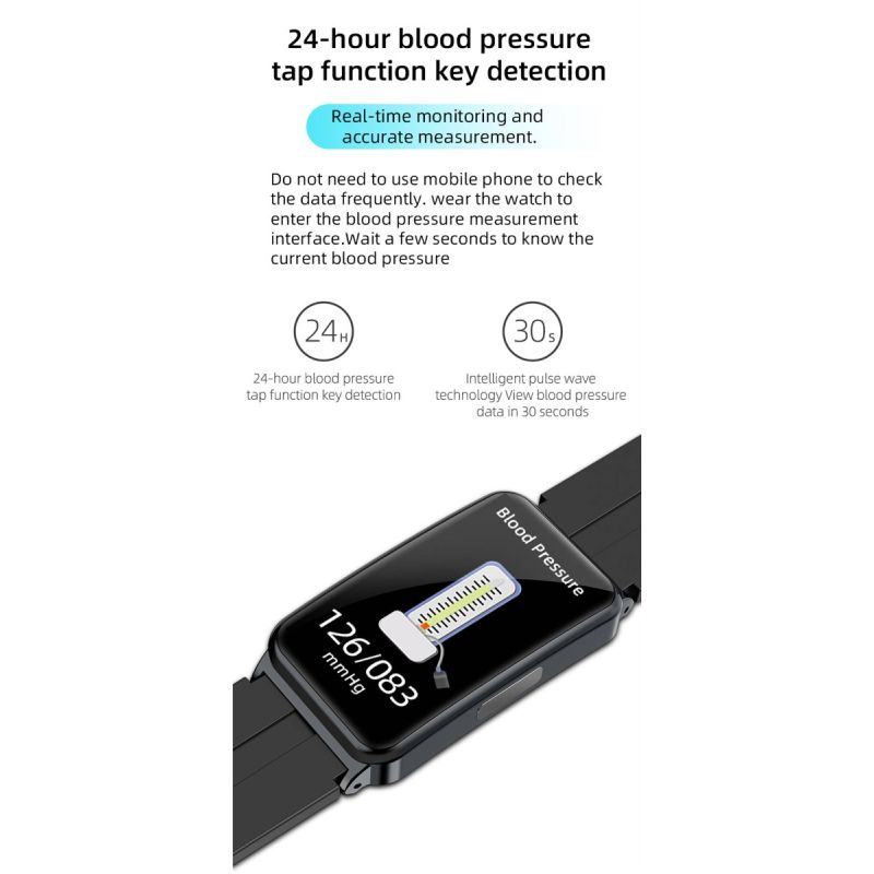 EP01 Blodglukose Sukker Smart Watch - EKG, HRV, puls, temp. 1,47