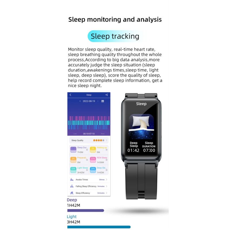EP01 Blodglukose Sukker Smart Watch - EKG, HRV, puls, temp. 1,47