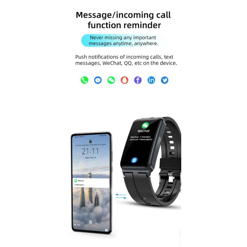EP01 Blodglukose Sukker Smart Watch - EKG, HRV, puls, temp. 1,47
