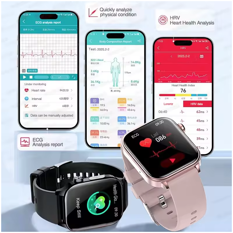 ET585 Smartwatch | EKG, Blodtryk, Puls, AI Sundhedsdiagnose | Herreure & Dameure