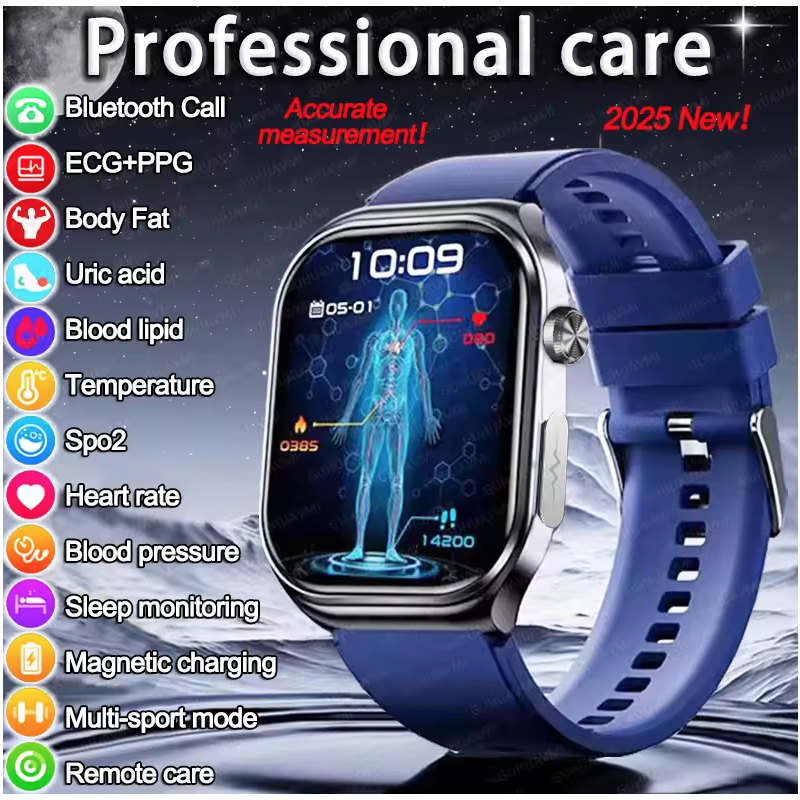 ET585 Smartwatch | EKG, Blodtryk, Puls, AI Sundhedsdiagnose | Herreure & Dameure