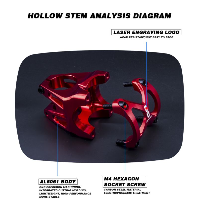 Oplev EVOSID MTB Stem 31,6mm i sort rød titanium eller sort blå letvægt aluminiumslegering kort power 40mm