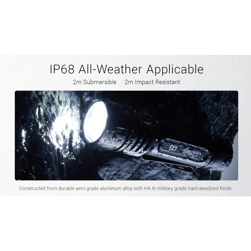 Nitecore EX7 6000 Lumen USB-C Genopladelig Lommelygte - Kraftig & Robust