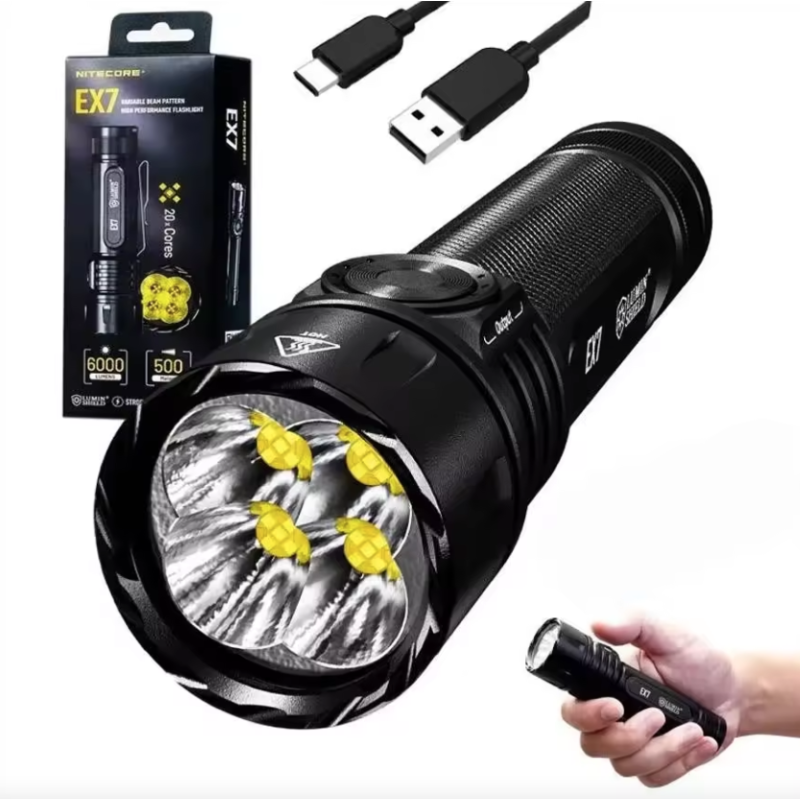 Nitecore EX7 6000 Lumen USB-C Genopladelig Lommelygte - Kraftig & Robust