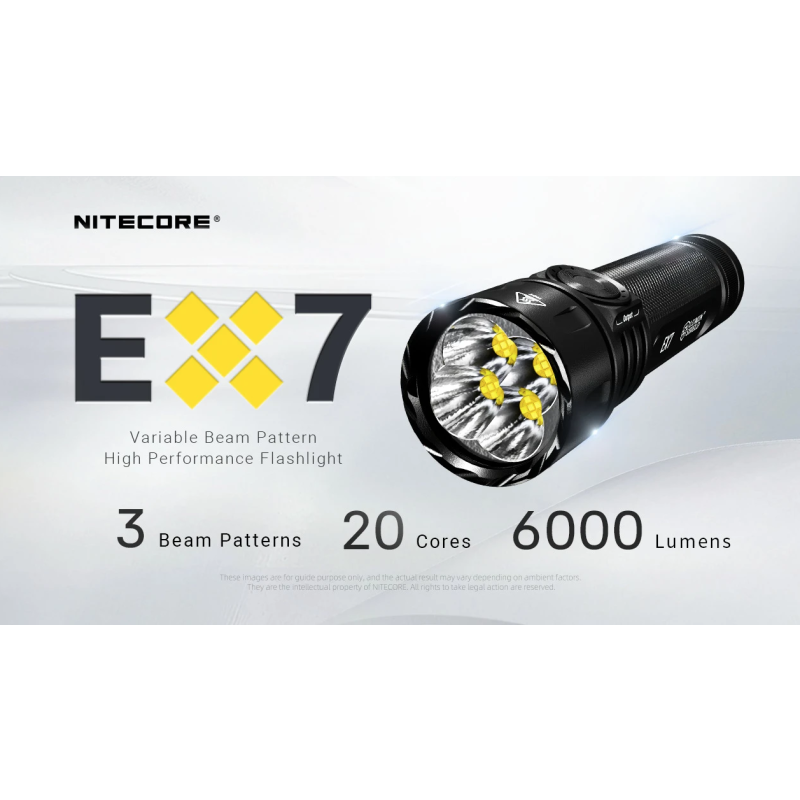 Nitecore EX7 6000 Lumen USB-C Genopladelig Lommelygte - Kraftig & Robust