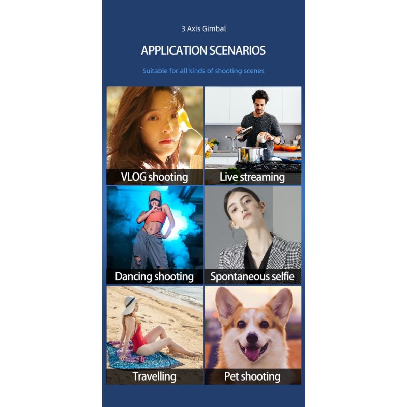 F10 Pro Stabilizer 3-akset telefon Gimbal til jævn videokvalitet og ansigtsgenkendelse Android iPhone kompatibel