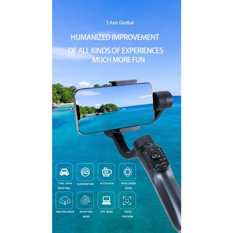 F10 Pro Stabilizer 3-akset telefon Gimbal til jævn videokvalitet og ansigtsgenkendelse Android iPhone kompatibel