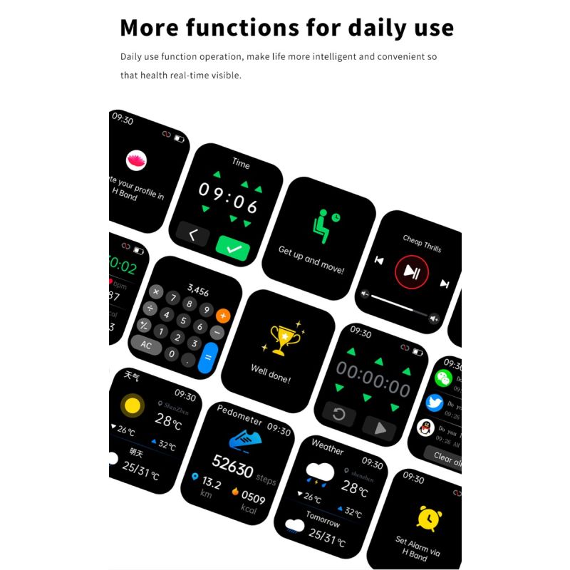 F57L Smartwatch for Blodsukker, Blodtryk & Puls. Sundhed & Sport iOS Android