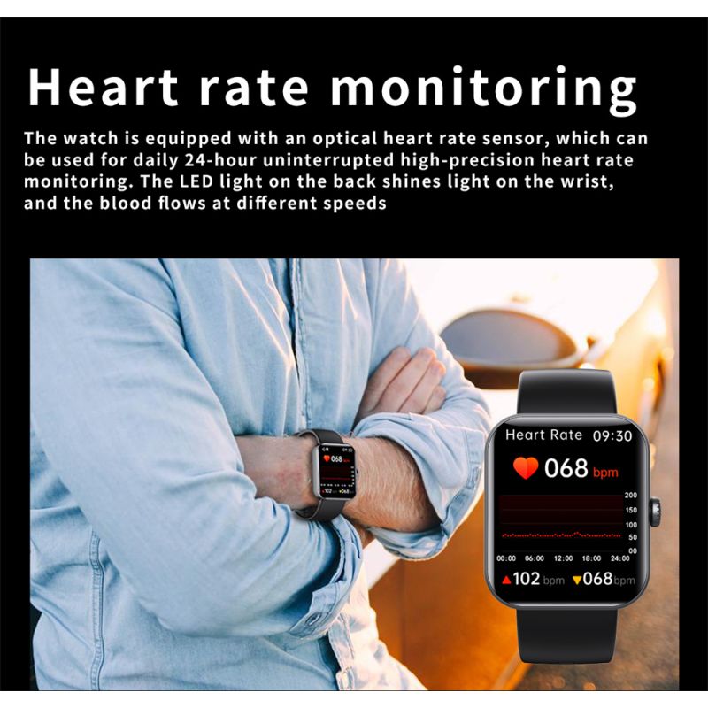 F57L Smartwatch for Blodsukker, Blodtryk & Puls. Sundhed & Sport iOS Android