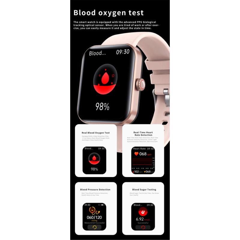 F57L Smartwatch for Blodsukker, Blodtryk & Puls. Sundhed & Sport iOS Android