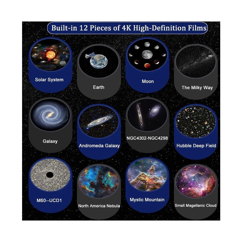 Natlampe Galakse Projektor 360° Rotation Stjernehimmel Projektor himmelsk flugt for børn og voksnes planetarium