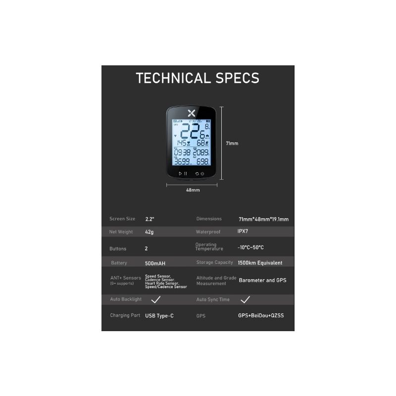 Oplev XOSS G+ G2 GPS cykelcomputer Cykeltrådløst speedometer med brugerdefineret display kadencesensor