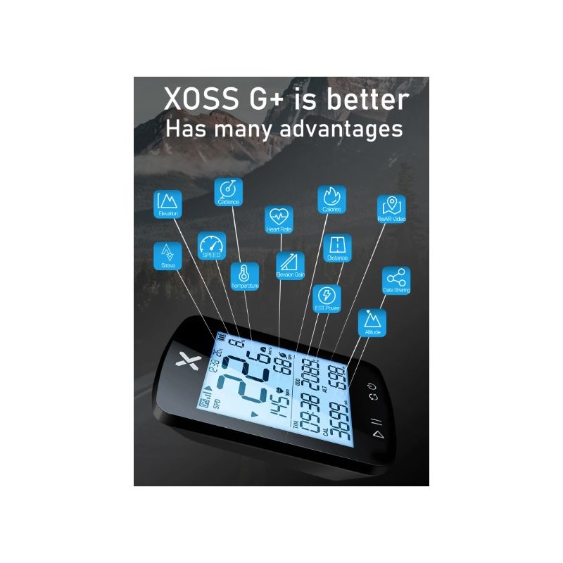 Oplev XOSS G+ G2 GPS cykelcomputer Cykeltrådløst speedometer med brugerdefineret display kadencesensor