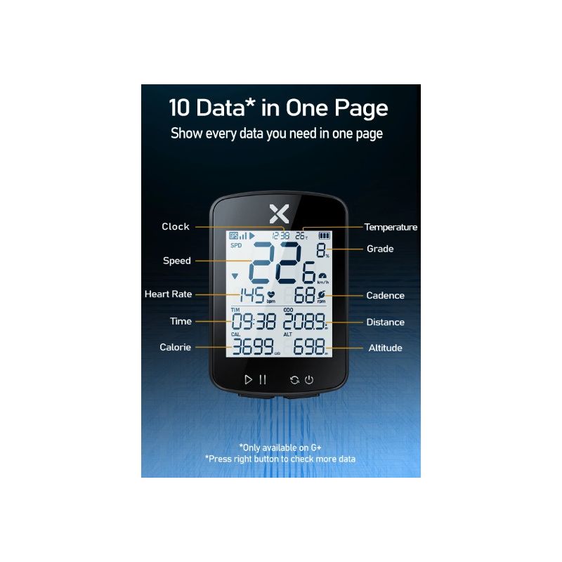 Oplev XOSS G+ G2 GPS cykelcomputer Cykeltrådløst speedometer med brugerdefineret display kadencesensor