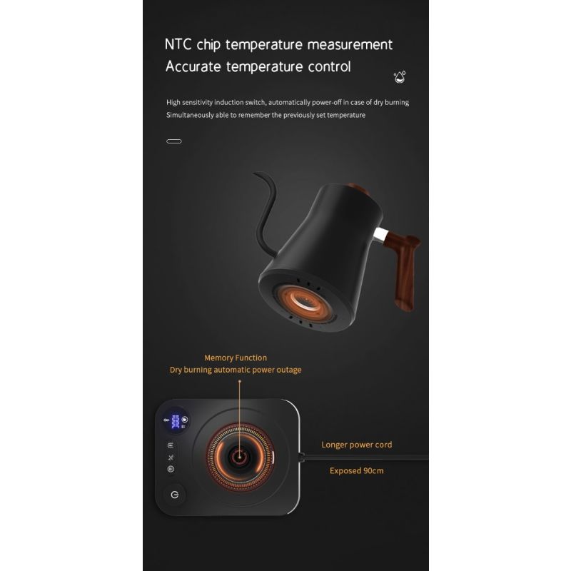 Elektrisk svanehals-kedel med realtids temperaturkontrol hurtig opvarmning præcis hældning sikkert design